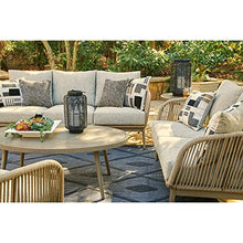 Signature Design by Ashley Swiss Valley Bohemian Outdoor Loveseat with Cushion Light Brown