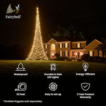 Fairybell - Flagpole LED Christmas Tree - Outdoor Christmas Decorations - Warm White - 2,000 LED Tree - 33ft- Suitable for Existing Flagpoles