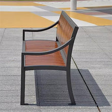 Outdoor Park Patio Seat, 3-Seater Garden Bench with Armrest, Hardwood Seats and Backrest, for Patio, Porch, Pool, Balcony, Yard Furniture for Outdoor Use (150 x 58 x 8 cm)