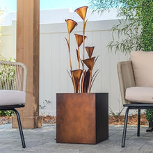 XBrand 46" Tall Bronze Metal Sculptural Flower Multi-Tier Freestanding Water Fountain Without LED Lights