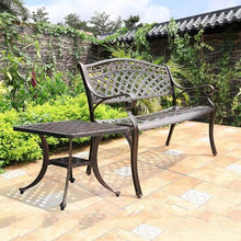 ERoomQ Outdoor GThe Bench,40-inch Patio GThe Bench Outdoor Metal Double seat, Cast Aluminum Frame Rose Antique Finish Park Chair, Bronze Decorative Deck Furniture, 1