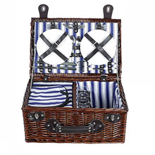 Storage Basket,Willow Picnic for 4 Wicker Set Hamper with Insulated Liner &Cutlery Service Kit, Accessories for Camping,Wedding,Valentine Day,Gift