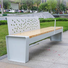 BGGJJ Outdoor Bench Park Chair Outdoor Bench Shopping Mall Seat Square Community Solid Wood Leisure Public Backrest Bench Park Benches for Outside(4)