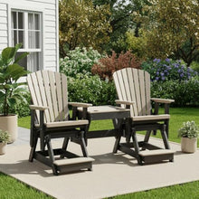 Outdoor Escape Gray Double Glider Balcony Height, 2-Seater with Center Table, HDPE All-Weather Patio Furniture, Durable Build