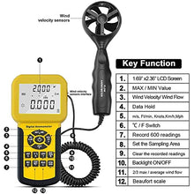XARONF Anemometer Measures, Wind Speed Wind Flow Wind Temperature Air Flow Velocity Meter with Backlight MAX MIN