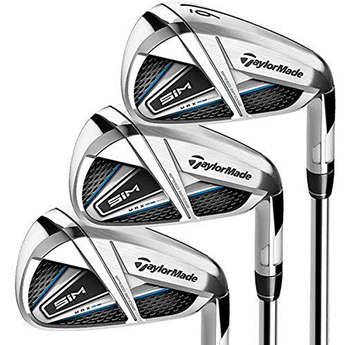 TaylorMade SIM MAX Irons Steel Shaft KBS Max 85 5-PW AW Right Hand Regular Flex Titanium/Black/Blue