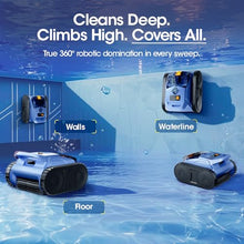 Cordless Robotic Pool Vacuum, Pool Cleaner with Track Drive & Sonar, 180W Brushless Motor, Wall & Waterline Climbing, 150-Min Inground & Above-Ground Pools up to 2150 Sq. Ft.