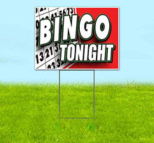 Bingo Tonight (18" x 24") Yard Sign, Quantity Discounts, Multi-Packs, Includes Metal Step Stake, Bandit, New, Advertising, USA
