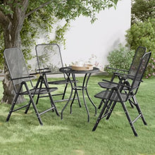 HKLGBVCR Folding Patio Chairs 4 Pcs, Iron Frame Outdoor Chairs with 7-Position Reclining Backrest, Expanded Metal Mesh Anthracite, Foldable Seating for Outdoor Space