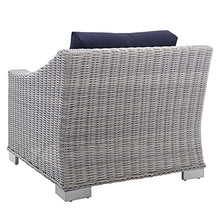 America Luxury - Outdoor Rattan Lounge Chair and Ottoman Set, Modern Patio Furniture Blue