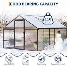 8x12 FT Greenhouse for Outdoors, Polycarbonate Flower Greenhouse with Roof Vent, Push-Pull Lockable Door, Aluminum Walk-in Greenhouses for Outside Garden Backyard, Patio, Lawn, Black