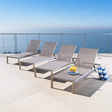 Christopher Knight Home Cape Coral 4-Pc Outdoor Mesh Chaise Lounge Set Grey