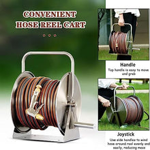 VIXARKO Outside Heavy Duty Hose Reel Cart Set,Household Stainless Steel Hosemobile Sturdy Gardening Pipe Storage Rack Garden Yard Hose Reels (Color : Silver, Size : Hose Reel+50m Pipe)