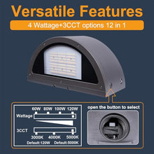 120W Full Cutoff LED Wall Pack Light 2Pack, 3000/4000/5000K 3CCT, 60/80/100/120W Selectable, Commercial Half Moon Wall Pack Lights Outdoor LED Wall Lights for Building Parking,100-277V,ETL Listed