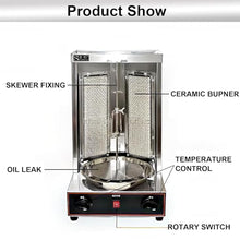 DFTWJMA Gyros Rotisserie Grill Electric Shawarma Machine with Oil Collecting Pan, 300℃ Adjustment 360° Rotating Stainless Steel Kebabs Oven,Gas