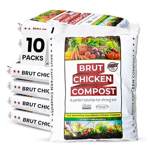 Brut Organic Chicken Compost 1 Cubic ft Nutrient Rich Fertilizer for Thriving Gardens Safe, Pure, and Effective Treatment (10 Pack)