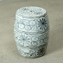 Artissance Approx. 17" High Soft Sky Blue Hand-Glazed Ceramic Garden Stool with Flower Motif