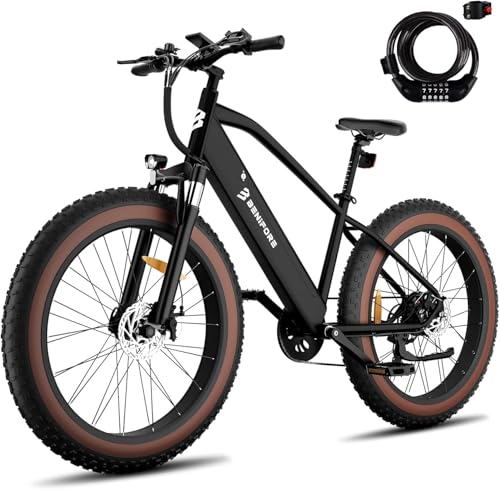 Luckeep 1200W Electric Mountain Bike with Lock, 26" Fat Tire, 48V Battery