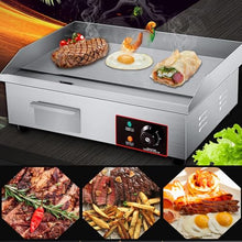 21" Commercial Electric Countertop Griddle, Stainless Steel BBQ Flat Top Grill Hot Plate, Adjustable Thermostatic Control 122°F-572°F