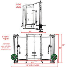 Valor Fitness Power Rack with LAT Pull & Cable Crossover Attachments - Full Body Workout - Plate Loaded Exercise Equipment