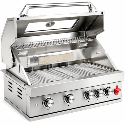 32in Built in Propane Gas Grills Charcoal & Natural Gas Triple Combo Grill