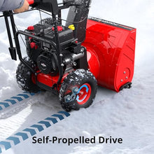 PowerSmart 24-Inch Self-Propelled Two-Stage Gas Snow Blower with 208cc B&S Engine, Electric Start, 13-Inch Snow Tires, Handle Warmer, and LED Lights