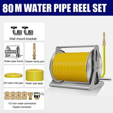 Garden Water Hose Reel Butler Swivel Bracket, Wall Mount Patio Hoses Rack Storage, Portable Stainless Steel Hose Stand with 1/2 Inch Hose and Water Gun, Large Capacity Water Pipe Car Roll Hose Holde