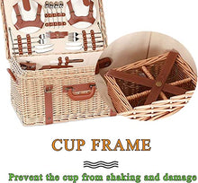 Storage Basket,Wicker Picnic Sets for 4 Persons, Outdoor Hand Woven Fruit with Utensils Cutlery & Mat, for Family,Party,Camping