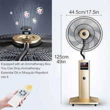 WNGJZZYC 17in/20in Misting Fans for Outside, 3 Levels of Wind Speed Adjustable 90° Swing, with Spray Function Fans That Blow Cold Air Pedestal, for Backyards(Gold,44.5cm/17.5in)
