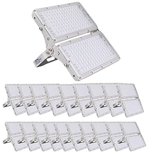 200W LED Work Lights, Outdoor Lighting Flood Light, IP66 Waterproof LED Parking Lot Light, Super Bright Light, Floodlight Fixture for Garage, Garden, Yard, Shop, Basketball Court (Cool White, 20 pcs)