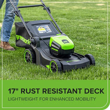 Greenworks 60V 17in Push Lawn Mower, 4.0 Ah Battery and Charger