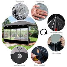 Outdoor Curtains with Zipper Door,PVC Waterproof Clear Tarp Curtains,Black Transparent Tarpaulin Side Panels for Pergola Gazebo Patio,Rain Curtains Tarpaulin with Grommets,W×H-3.6×2.1m(11.8 * 6.9ft)