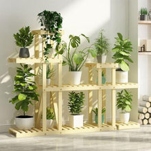 Wood Plant Stand Indoor Outdoor Flower Rack Multi Layer Flower Shelf Rack Higher And Lower Plant Holder Large Capacity Plant Display Rack Floor Standing Ladder Frame For Garden Balcony Patio