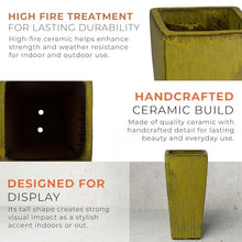 Emissary - Crisco Tall Square Planter, Tropical Yellow 17x31.5 H