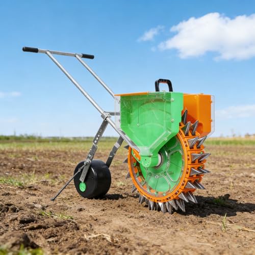 Manual Hand-Push Seeder, Handheld Roller Seeding Machine Peanut Corn Bean Planter Precision Garden Seed Planter Spreader, for Small Gardens(Double 20-Hole)