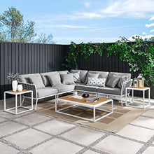 Modway Stance 8 Piece Outdoor Patio Aluminum Outdoor Patio Aluminum Sectional Sofa Set in White Gray