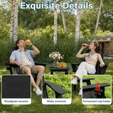 Folding Adirondack Chair with Cup Holder - All-Weather HDPE Outdoor Chair, Ultra-Portable Lawn Chair with Ergonomic Wide Seat Design, Outdoor Chair for Patio Fire Pit Beach Camping (Black, 6PCS)
