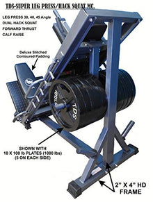 TDS 4-Way Hip Sled Leg Press HACK Squat Calf Raise DLX Pads Grey & Black