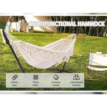 2 Person Hammock with Stand Included,Weight Capacity 700LB Capacity with Hardwood Spreader Bar & Storage bag for Indoor Outside, Patio,Garden,Backyard,Beach