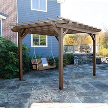 highwood Made in the USA Bodhi 10' x 10’ Pergola with 5’ Lehigh Porch Swing, Weathered Acorn