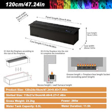 Sushangmao Water Vapor Fireplace 3D - 9 Flame Colors & 5 Brightness Levels Via App/Remote/Touch, One-Button Drainage, Matte Black Finish for Contemporary Decor, Non-Heating Humidifier 120cm