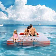 VEVOR Inflatable Floating Dock 15x6.5FT with Trampoline Mesh Pool White + Orange
