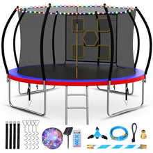 Lyromix 12FT Outdoor Trampoline with Safety Enclosure Red & Blue