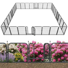 Dogelsy Decorative Garden Metal Fence 72ft (L)×40in (H) with 28 Panels 4 Gate Outdoor, No Dig Rustproof Wire, Animal Barrier Fencing for Outdoor Yard Patio Flower Bed,（Black-Silver）