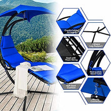 Hanging Chaise Lounger Chair Arc Stand Porch Swing Hammock Chair Canopy - Navy!