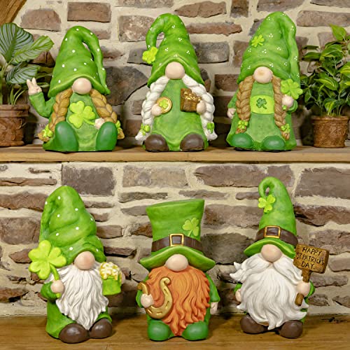 Zaer Ltd. St. Patrick's Day Garden Gnomes The Shamrocks in Assorted Styles (Set of 6 (1 of Each))