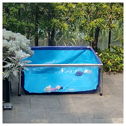 Outdoor Fish Pond Aquarium Pool Pond Large Breeding Water Tank for Fish, PVC Canvas Pond Liner with Steel Frame & Seals- Viewing Panel, Indoor Free-standing Aquarium
