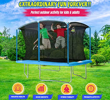 Upper Bounce Rectangular Trampoline with Enclosure Cyan Blue