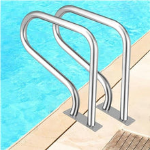 BSNANCA 2PCS Pool Rail, Pool Railing 304 Stainless Steel Pool Handrail with Blue Grip Cover Anti-Slip Pool Safety Handrails for Swimming Pool Sloped Entry Spa Water Park