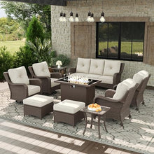 Aeeiua 10 Piece Patio Furniture Set with Fire Pit Table